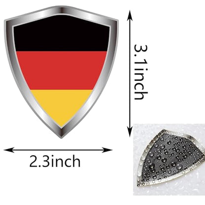 Germany Flag Decal Sticker - German Flags Shield Shape Reflective Vinyl Car Stickers - for Car Window Bumper Laptop Waterproof Sticker (5Pcs) - color: Germany