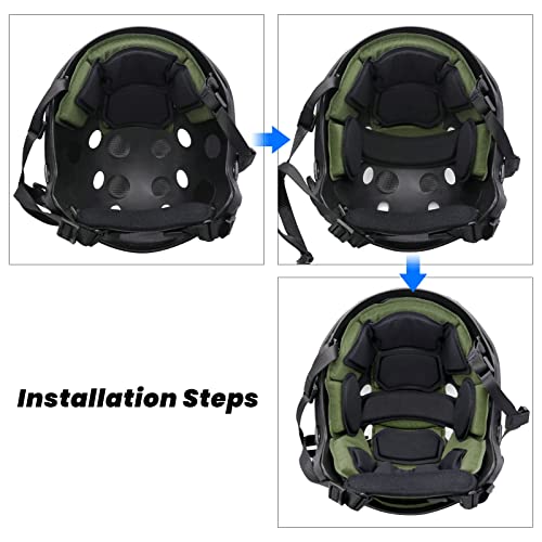Tactical Helmet Pads - Universal Replacement Internal Memory Foam Pad Inserts for ACH, MICH, EXF Helmets - color: 2nd-Green