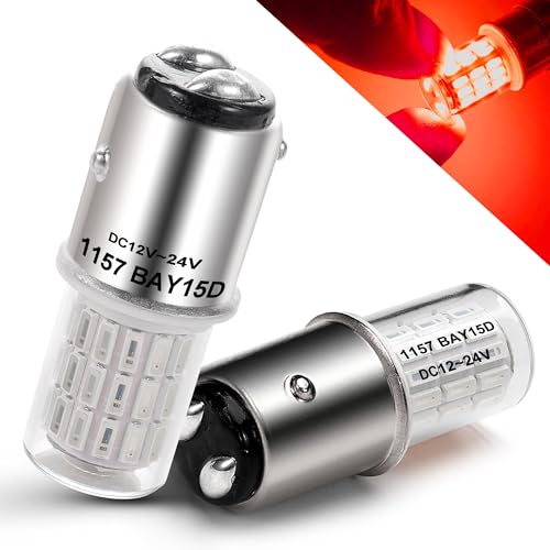 Heifymi 1157 Led Bulb 3 Watt DC12-24V BAY15D 7528 2057 2357 Brilliant Red LED Replacement for Car Camper RV Trailer Boat Brake Tail Stop Signal Light, 2 Pack - color: Brilliant Red, size: BAY15D