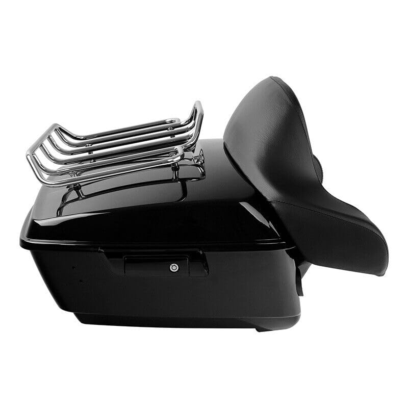 TCMT King Motorcycle Trunk Box Black Lacthes Backrest Luggage Rack Fit For Harley 2014-2025 Touring CVO Road King Road Glide Street Glide Electra Glide Pack - color: Set A#1