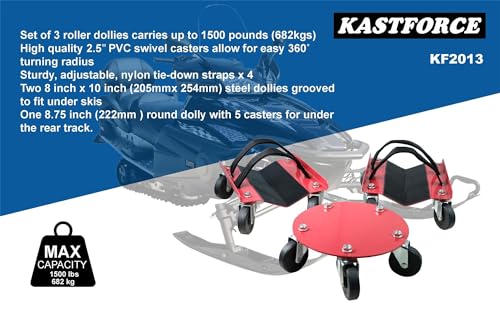 Snowmobile Dolly Heavy Duty V-Slide KF2013 | 2.5" PVC Swivel Casters, Rubber Pad Protecting Skis, 1500 Lbs Capacity