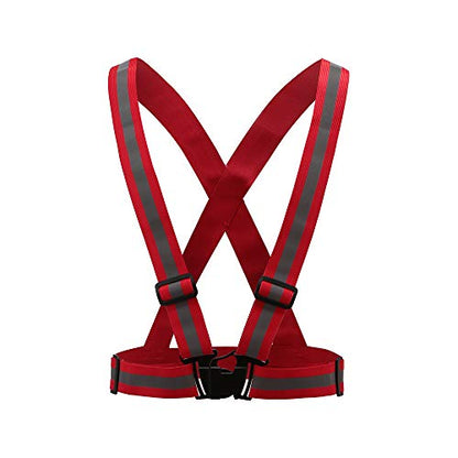 AYKRM 9 color High Visibility Reflective Vest Running Gear High Vis Adjustable Safety Vest - color: Red