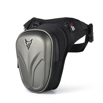 Hard Shell Motorcycle Drop Leg Bag, Expandable Thigh Pack for Men, Water-Resistant Hip Waist Pouch for Riding, Tactical Hiking & Daily Commute, 2-3.2L Capacity (Gray) - color: Gray