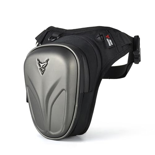 Hard Shell Motorcycle Drop Leg Bag, Expandable Thigh Pack for Men, Water-Resistant Hip Waist Pouch for Riding, Tactical Hiking & Daily Commute, 2-3.2L Capacity (Gray) - color: Gray