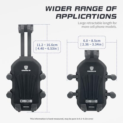 HXBER Motorcycle Phone Mount, Motorcycle Phone Mount Holder with Vibration Dampener Anti-Theft Motorcycle Cell Phone Holder 360° Adjustable Rotation Motorbike M10 Ball Head Mount