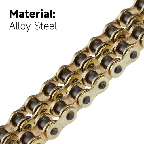 428H Motorcycle Chain 122 Links, Heavy Duty Reinforced Drive Chain, Rust-Resistant, Pre-Oiled, Standard Non O-Ring, Includes 4Pcs Master Link - size: 428H-122L