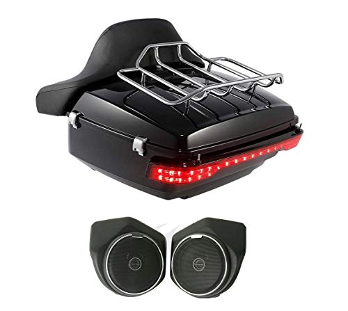 SLMOTO King Tour Trunk Brake 13.7" Luggage King Tour Trunk W/Brake Tail Light Fit for Harley Touring Models Road King Road Glide Street Glide Electra Glide Ultra-Classic 14-25 - color: AStyle #04