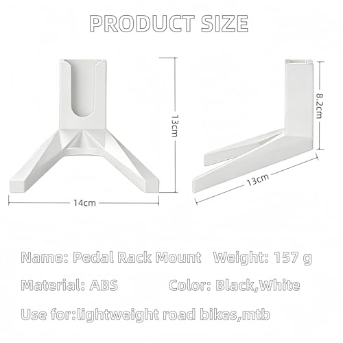 Bicycle Pedal Support Rack Stand, Black | Road Bike Parking Mount, Compact Design, Light Bicycles, Outdoor Storage