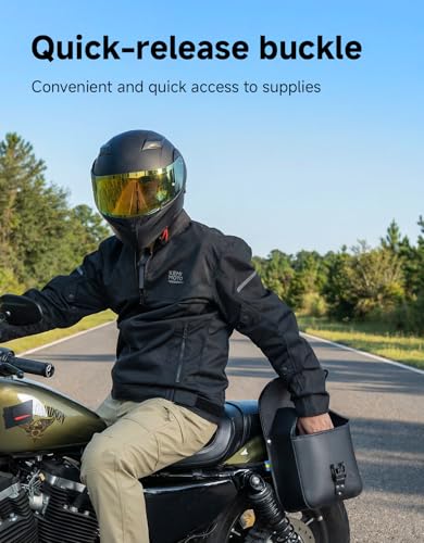 KEMIMOTO Motorcycle Saddlebags with Secure Lock & Quick-Release Buckles 15L (7.5Lx2) PU Leather Throw Over Hard-Shell Side Bags Universal Fit for Sportster Softail Rebel Dyna Cruiser - style: With Lock