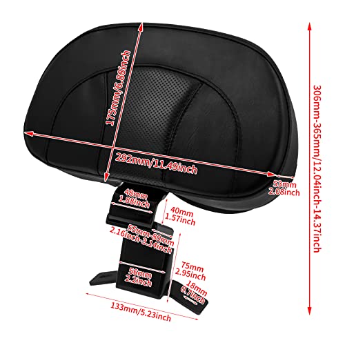 Motorcycle Front Driver Rider Backrest Pad Fits for Harley Touring CVO Street Glide Road King Special Classic Electra Glide 2009-2022 (Black Thread) - color: Black Thread