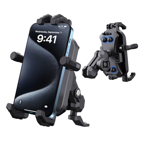 Motorcycle Rear View Mirror Phone Mount Compatible with 4.8-7" Cell Phone 360° Rotatabe Motorbike Rearview Mirror Phone Holder with Vibration Dampener for Motorcycle ATV Scooter Moped Bike Stroller - color: Rearview Mirror Mount