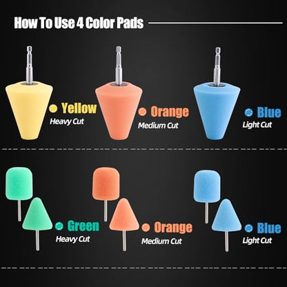 Polishing Cone ZFE 9 PCS Sponge Buffing for Automotive Car Wheel Hub Care, Metal Polish Buffing Polishing Ball for Aluminum and Stainless Steel
