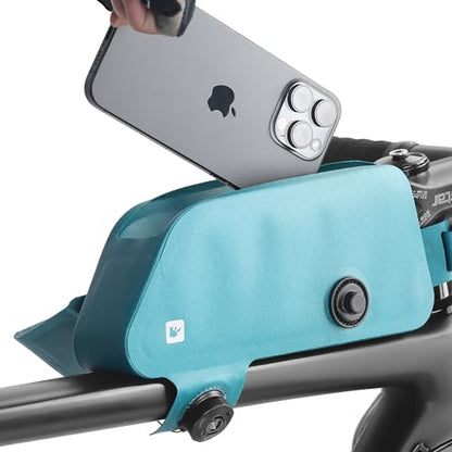 Rhinowalk Bike Frame Bag with Magnetic Flap Waterproof Bicycle Top Tube Bag Bikepacking Cycling Tools Storage Bag for MTB Road Bike - color: Blue