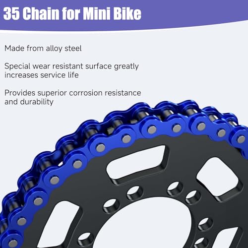 35 Chain with Chain Breaker Compatible with Minibike Coleman CT100U CC100X Baja Doodlebug DB30 Motovox MBX10 MBX11 Predator 97cc 100cc Mega Moto MM-B80 105cc Go Kart Powersports Parts 140 Links - color: Blue