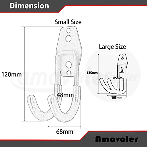 Wall Mount Helmet Hook Holder Black,2 Small Double Iron Curved Hook Tools with Mounting Screws. A Good Home for Harley, Honda, Kawasaki, etc Helmet (Small Hook x2). - size: small hook x2