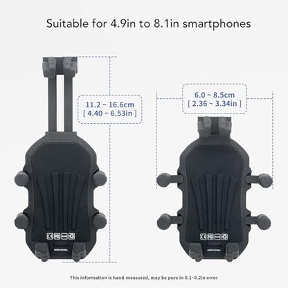 Motorcycle Phone Bracket, Motorcycle Phone Holder with Vibration Dampener High Speed Secure Lock Adjustable for Scooter ATV 4.9 to 8.1in