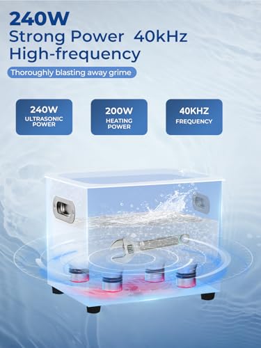 Ultrasonic Cleaner with Heater and Timer, Stainless Steel Ultrasonic Washing Machine, Professional Sonic Cleaning for Parts, Bike Chain, Metal Engine Parts, Gun (10l-2.6gal) - size: 10 l