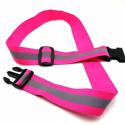 Reflective Bands 8pcs 4x120cm Reflective Elastic Belt Jogging Reflective Strap Adjustable Nighttime Safety Construction Work Gear Trekking Camping for Cycling Running - color: Rose Red