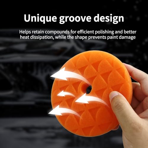 5 Pcs 5-Inch Buffing Pads, Triangular Foam Polishing Pad Kit for Cars | 5.9"/150mm Face, Fits 125mm Backing Plate，Suitable for car polishing and waxing
