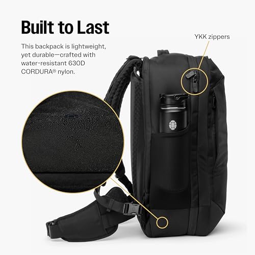 Tortuga 40L Travel Backpack Lite, Black - Large Carry-On Travel Bag | For Men and Women - Durable, Comfortable, Easy to Pack, Airline-Approved Bag with Laptop Compartment