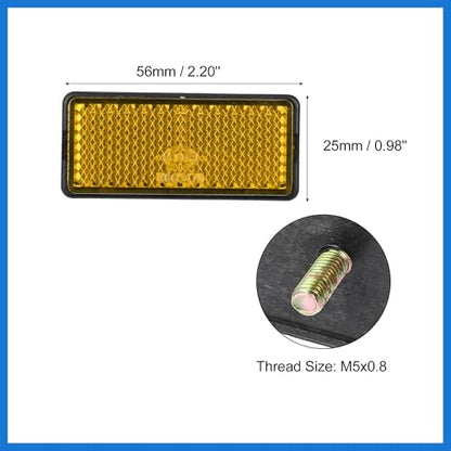 4pcs 56mm M5x0.8 Orange Plastic Universal Screw Mount Reflective Warning Reflector for Motorcycle Bike Auto Accessories