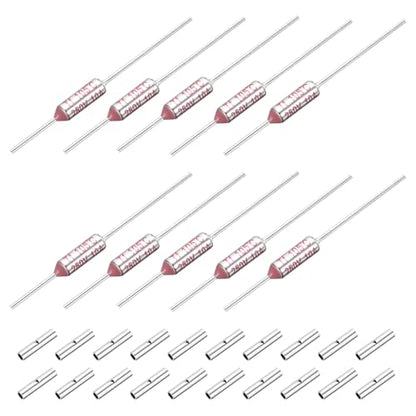 MECCANIXITY 10 Pcs Metal Temperature Thermal Fuse SF105 105C 221F 10A 250V Cutoff Thermal Fuse with 20 Pcs BN1.25 Bare Terminal Butt Connector - style: SF105