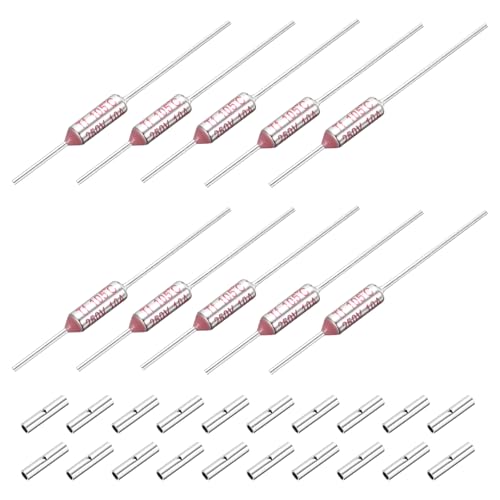 MECCANIXITY 10 Pcs Metal Temperature Thermal Fuse SF105 105C 221F 10A 250V Cutoff Thermal Fuse with 20 Pcs BN1.25 Bare Terminal Butt Connector - style: SF105