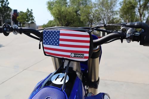 Havoc Racing Bar Bag - Universal Handlebar Bag for Motorcycles, Dirt Bikes, ATVs, UTVs - Fits Goggles, Phone, Tools -8"x5"x2" - color: USA