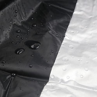 X AUTOHAUX L Motorcycle Cover Black Silver Tone Outdoor Waterproof Rain Dust Protector - size: L