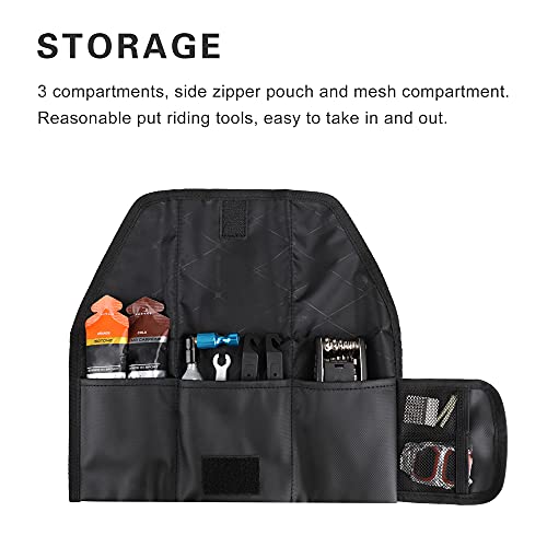 Rhinowalk Bike Saddle Bag Bicycle Under Seat Bag Repair Tools Pouch Frame Bag for Mountain Road Bike Cycling Accessories - color: Black