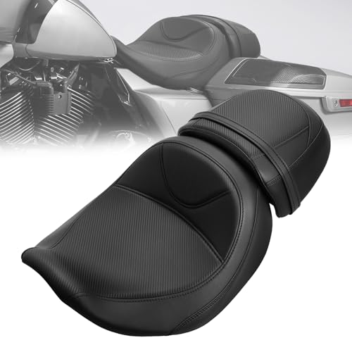 C.C. RIDER Low-Profile Rider&Passenger Seat Fit for Harley Touring 2023-2025 CVO Street Glide FLHXSE CVO Road Glide FLTRXSE 2024-2025 Street Glide FLHX Road Glide FLTRX FLTRXSTSE - size: 10# Black