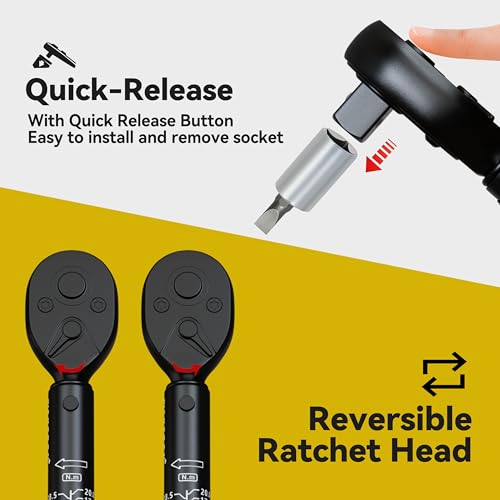 32-Pc Bike Torque Wrench Set, 1/4-Inch Dr. Click Torque Wrench and Bit Kit, 2-20 Nm Micro Adjustment, 72-Tooth Ratchet Head, Portable Round Pouch - size: 32-Piece