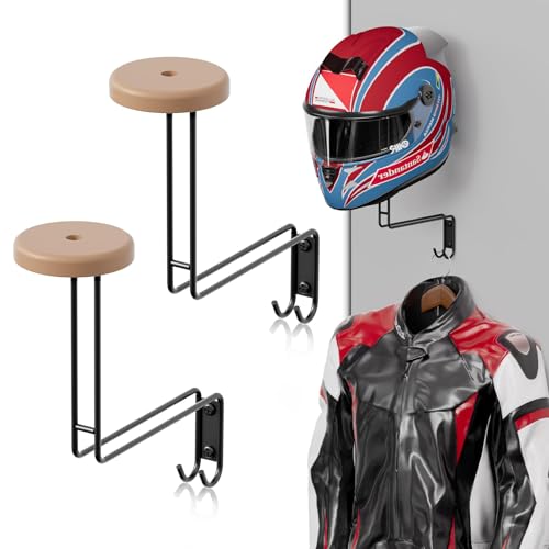 Motorcycle Helmet Holder Wall Mount, 2 Pack Motorcycle Helmet Rack - Motorcycle Accessories Organizer for Entryway or Garage - color: Black 2 Pcs