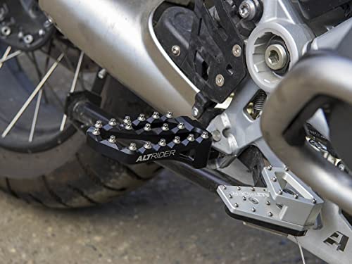 AltRider Adventure II Foot Pegs Compatible With BMW R 1200/1250 / 1300 GS/GSA - Heavy Duty Design - Boot Friendly, High Traction Cleats for Stability & Grip - Adjustable Camber & Height - Black - color: Black, size: Adventure II (58mm x 122mm)