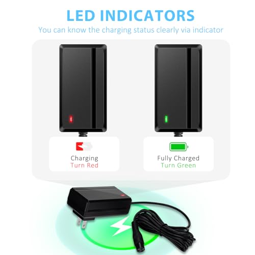 24V Electric Scooter Charger for Razor E300 E200 E150 E125 E100 MX350 Dirt Bike Pocket Mod Sports Mod Dirt Quad Motorcycle Razor Scooter Charger 3-Prong Inline Female Electric Battery Power Cord