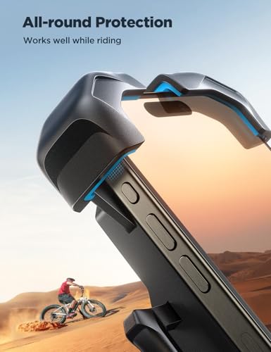 JOYROOM Motorcycle Phone Mount, [1s Auto Lock][100mph Military Anti-Shake] Bike Phone Holder for Bicycle, [10s Quick Install] Handlebar Phone Mount, Compatible with iPhone, Samsung, All Cell Phone - color: Blue