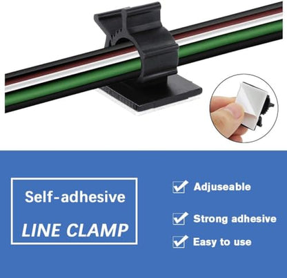 Viaky 30 Pcs Black Cable Wire Clips Adjustable Nylon Wire Holder Adhesive Cable Management Suitable for Maximum Diameter 0.6 inch (15.4mm) Cables - size: 30b-0.6inch