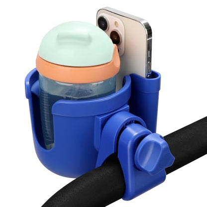 Accmor Stroller Cup Holder with Phone Holder, Bike Cup Holder, Universal Cup Holder for Uppababy Nuna Doona Strollers, 2-in-1 Cup Holder for Walker, Wheelchair, Scooter - color: Deep Blue