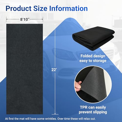 FLEXIMOUNTS 22' x 8'10" Garage Floor Mat Oil Spill Mat with Waterproof Slip-Resistant Backing, Waterproof Rubber Backing Floor Protection Shop Toolbox Containment Carpet, Absorbent, Slip-Resistant - size: 22' x 8'10" w/ Rubber Backing
