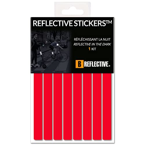 Set of 8 Retro Reflective Stickers for Scooters, Bikes, Motorcycles,... - Multi Support Strips - High Visibility - 3M Technology™ - Maximum grip - color: Red