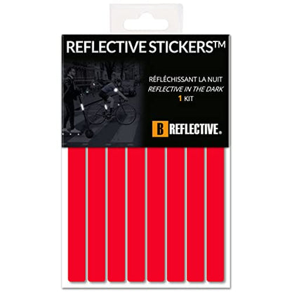 Set of 8 Retro Reflective Stickers for Scooters, Bikes, Motorcycles,... - Multi Support Strips - High Visibility - 3M Technology™ - Maximum grip - color: Red
