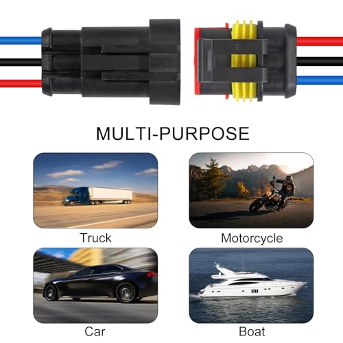 DIANN 6 Sets 3 Pin Connector Waterproof Connector Male and Female Electrical Connector 16 AWG Wire for Car Truck, Boat and Other Wire Connection - size: 3-Pin