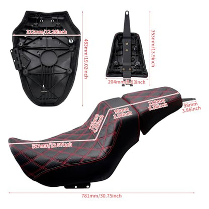 Motorcycle Driver Passenger Seat Two-up Seat Fit For Harley Nightster RH975 Nighster Special RH975S 2022-up (Red Stitching) - color: Red Stitching