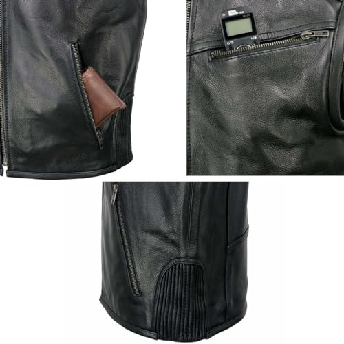 Milwaukee Leather Men's Classic Collarless Motorcycle Biker Rider Leather Vest |MLM|SH - color: Mlm3502-black, size: Small