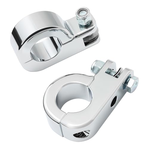 TCMT Chrome Foot Pegs Foot rest Mounting P-Clamp Footpeg Footrest Set Fits For Harley-Davidson 1 1/4"(32mm) highway bars - color: Chrome, size: P-Clamp Mounts