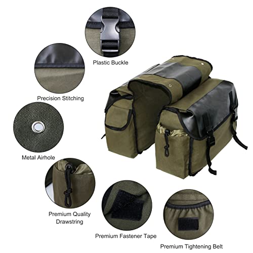 Shkalacar Motorcycle Saddle bags, Waterproof motorcycle saddlebags, Motorcycle Saddlebag Side Tool Bags Cycling Luggage Bag Riding Travel Canvas Waterproof Panniers Box Side Tools Bag Pouch - color: Army green