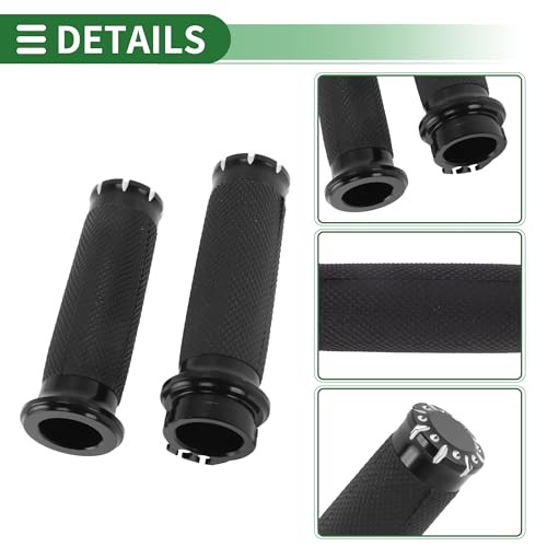 0.98"x0.98" Universal Motorcycle Hand Grips Cover Non Slip Aluminum Rubber Handlebar Grips for Motorcycle Scooter Bicycle ATV Black 1 Pair - color: Black