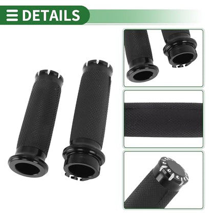 0.98"x0.98" Universal Motorcycle Hand Grips Cover Non Slip Aluminum Rubber Handlebar Grips for Motorcycle Scooter Bicycle ATV Black 1 Pair - color: Black