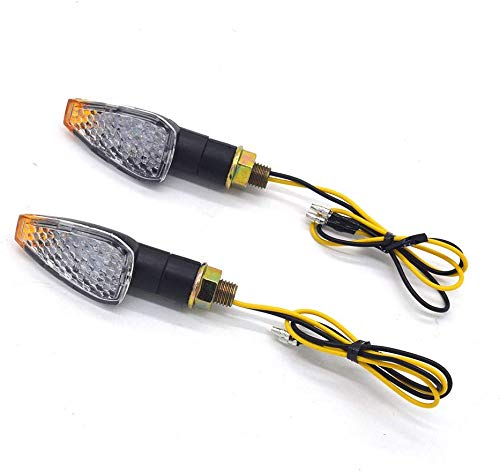 Mini Stalk Arrow Light Motorcycle Turn Signals Lights 10mm Universal Motorbike LED Indicator Blinker Amber Lamp(2 pcs) - color: Black-White