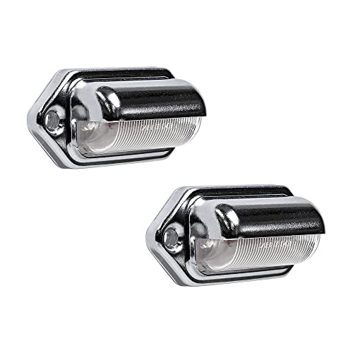 TRUE MODS 2pc Chrome Boat Trailer LED License Plate Lights [DOT FMVSS 108] [SAE L] [Surface Mount] [Waterproof] [12V DC] Universal Courtesy Step Tag Lamp for Auto Work Utility Flat Bed Semi Truck RV - color: Chrome, size: 2 Pack